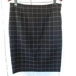 Lord & Taylor Skirt 10 Black Windowpane Pencil Straight